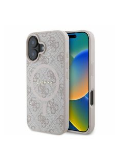   Guess 4G Ring Classic Logo Apple iPhone 16 Pro Max hátlap tok, fekete/barna GUHMP16XG4GFRK