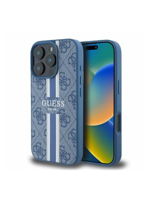 Guess 4G Printed Stripes MagSafe Apple iPhone 16 Pro Max hátlap tok, kék GUHMP16XP4RPSB