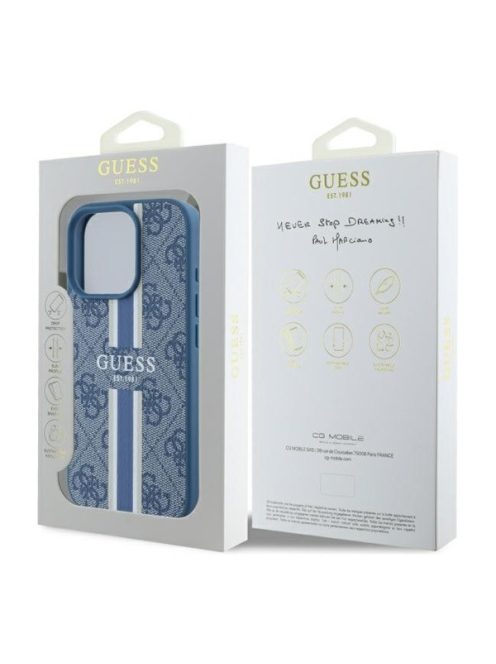 Guess 4G Printed Stripes MagSafe Apple iPhone 16 Pro Max hátlap tok, kék GUHMP16XP4RPSB