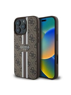   Guess 4G Printed Stripes MagSafe Apple iPhone 16 Pro Max hátlap tok, barna GUHMP16XP4RPSW