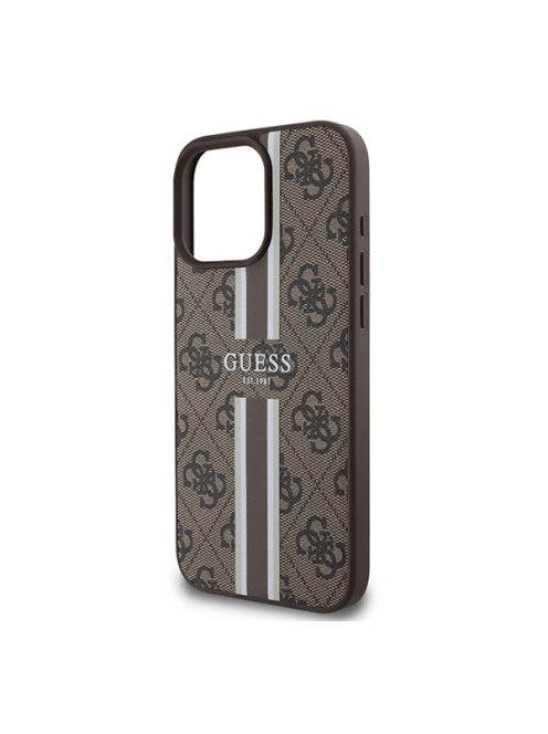 Guess 4G Printed Stripes MagSafe Apple iPhone 16 Pro Max hátlap tok, barna GUHMP16XP4RPSW