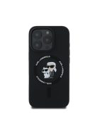 Karl Lagerfeld Silicone KC Heads Ring  Apple iPhone 16 Pro hátlap tok, fekete KLHMP16LSCMKCRHK