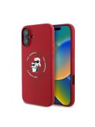 Karl Lagerfeld Silicone KC Heads Ring Apple iPhone 16 Plus hátlap tok, piros KLHMP16MSCMKCRHR