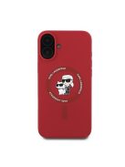 Karl Lagerfeld Silicone KC Heads Ring Apple iPhone 16 Plus hátlap tok, piros KLHMP16MSCMKCRHR