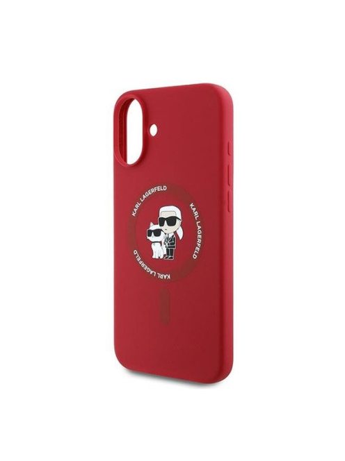 Karl Lagerfeld Silicone KC Heads Ring Apple iPhone 16 Plus hátlap tok, piros KLHMP16MSCMKCRHR