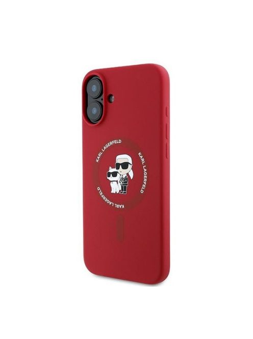 Karl Lagerfeld Silicone KC Heads Ring Apple iPhone 16 Plus hátlap tok, piros KLHMP16MSCMKCRHR