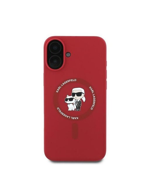 Karl Lagerfeld Silicone KC Heads Ring Apple iPhone 16 Plus hátlap tok, piros KLHMP16MSCMKCRHR