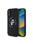 Karl Lagerfeld Silicone KC Heads Ring Apple iPhone 16 hátlap tok, fekete KLHMP16SSCMKCRHK