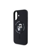 Karl Lagerfeld Silicone KC Heads Ring Apple iPhone 16 hátlap tok, fekete KLHMP16SSCMKCRHK