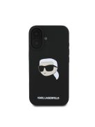 Karl Lagerfeld Silicone KL Head Print Apple iPhone 16 hátlap tok, fekete KLHMP16SSKHPPLK