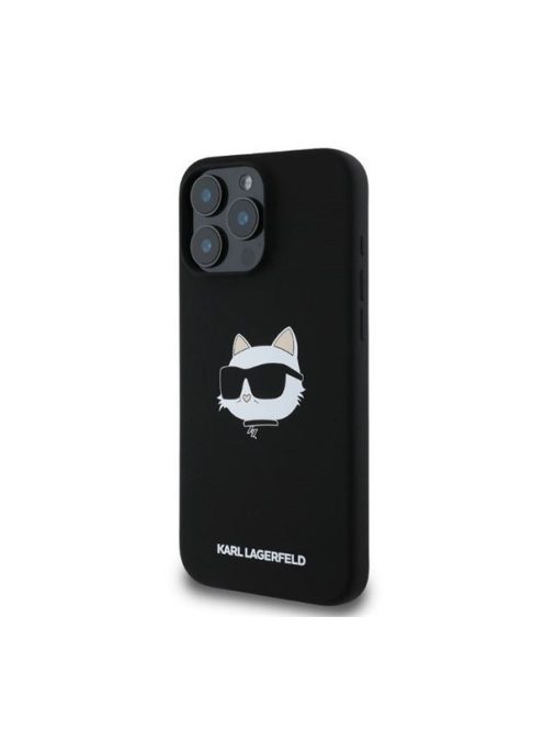 Karl Lagerfeld  Silicone Choupette Head Print Apple iPhone 16 Pro Max Magsafe kompatibilis hátlap tok, fekete 