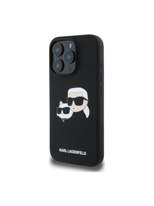 Karl Lagerfeld Silicone Double Heads Print Apple iPhone 16 Pro Max Magsafe kompatibilis hátlap tok, fekete
