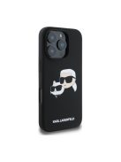 Karl Lagerfeld Silicone Double Heads Print Apple iPhone 16 Pro Max Magsafe kompatibilis hátlap tok, fekete