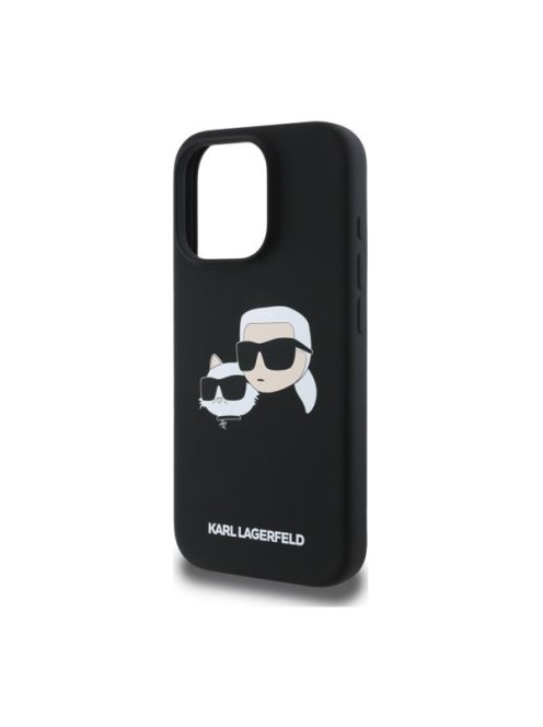 Karl Lagerfeld Silicone Double Heads Print Apple iPhone 16 Pro Max Magsafe kompatibilis hátlap tok, fekete
