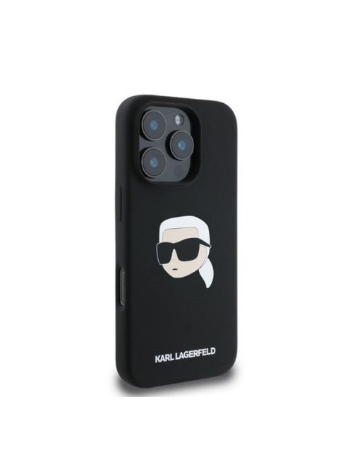 Karl Lagerfeld Liquid Silicone Karl Head MagSafe Apple iPhone 16 Pro Max hátlap tok, fekete