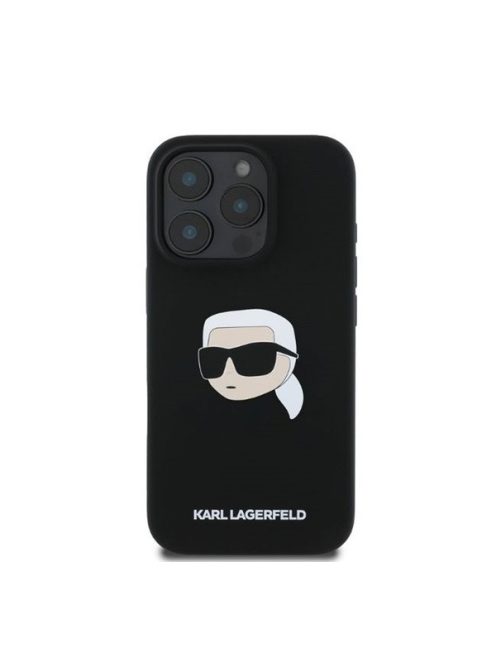 Karl Lagerfeld Liquid Silicone Karl Head MagSafe Apple iPhone 16 Pro Max hátlap tok, fekete