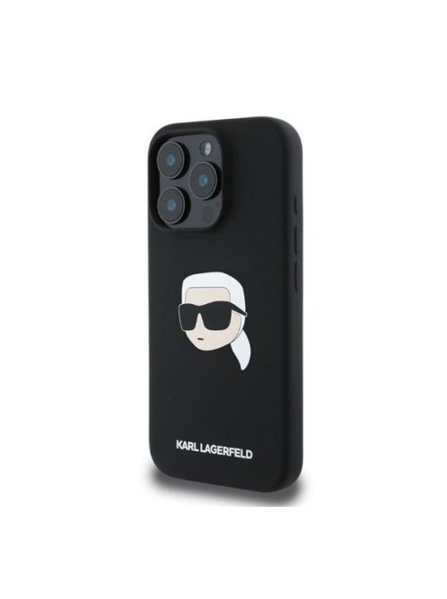 Karl Lagerfeld Liquid Silicone Karl Head MagSafe Apple iPhone 16 Pro Max hátlap tok, fekete