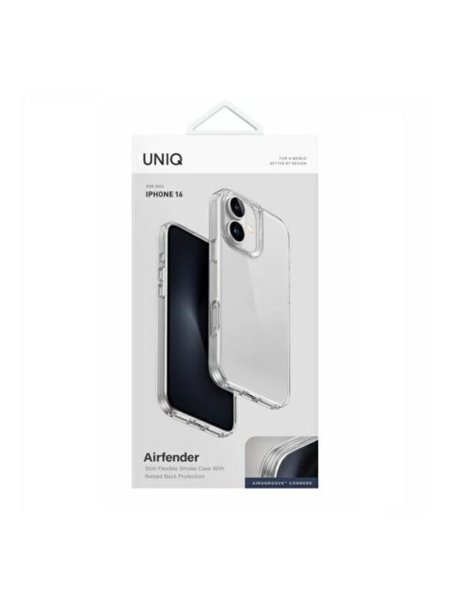 Uniq Air Fender Apple iPhone 16 szilikon tok, átlátszó