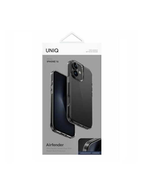 Uniq Air Fender Apple iPhone 16 szilikon tok, szürke/átlátszó