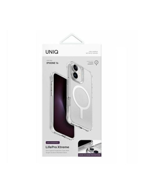 Uniq Lifepro Extreme Apple iPhone 16 Magsafe szilikon tok, átlátszó/fehér