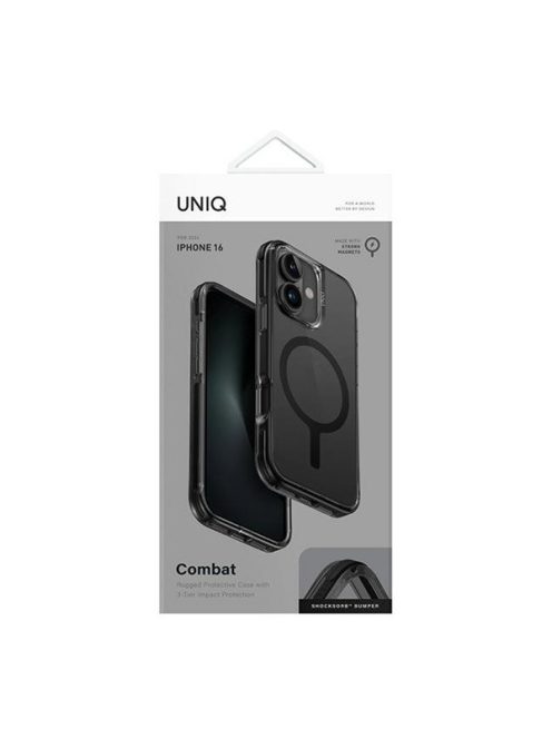 Uniq Combat Apple iPhone 16 MagSafe szilikon tok, karbon fekete