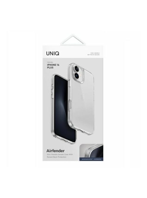 Uniq Air Fender Apple iPhone 16 Plus szilikon tok, átlátszó