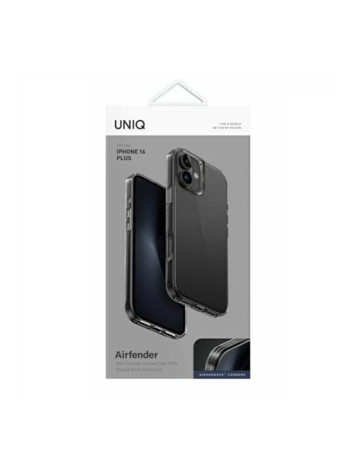 Uniq Air Fender Apple iPhone 16 Plus szilikon tok, szürke/átlátszó