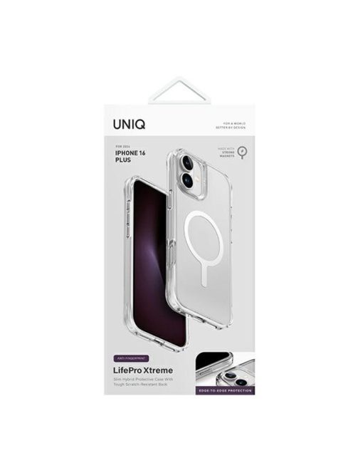 Uniq Lifepro Extreme Apple iPhone 16 Plus Magsafe szilikon tok, átlátszó/fehér