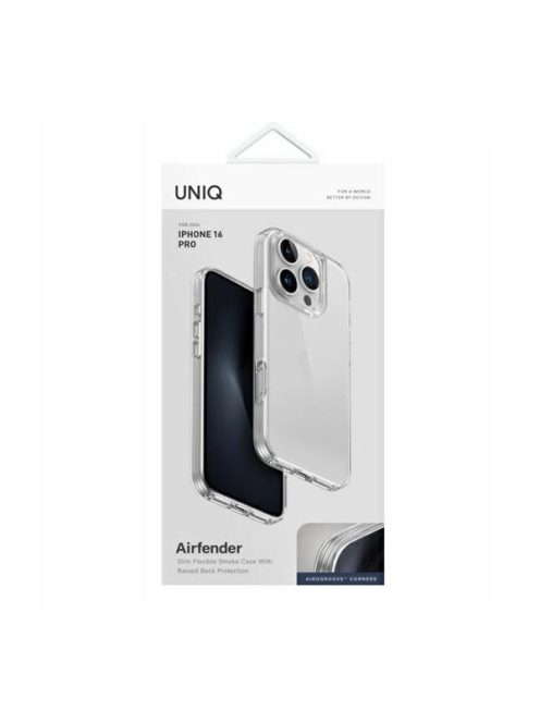 Uniq Air Fender Apple iPhone 16 Pro szilikon tok, átlátszó