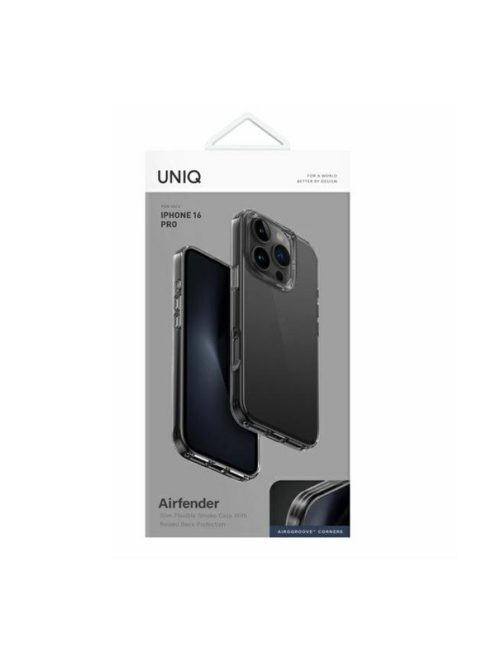 Uniq Air Fender Apple iPhone 16 Pro szilikon tok, szürke/átlátszó