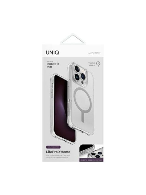 Uniq Lifepro Extreme Apple iPhone 16 Pro Magsafe szilikon tok, átlátszó/fehér