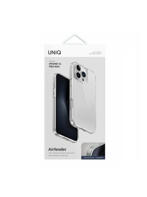 Uniq Air Fender Apple iPhone 16 Pro Max szilikon tok, átlátszó