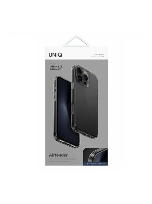 Uniq Air Fender Apple iPhone 16 Pro Max szilikon tok, szürke/átlátszó