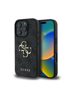   Guess PU 4G Metal Logo Apple iPhone 16 Pro Max hátlap tok, szürke