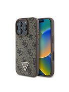 Guess PU 4G Strass Triangle Metal Logo Apple iPhone 16 Pro Max hátlap tok, barna