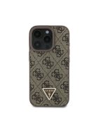 Guess PU 4G Strass Triangle Metal Logo Apple iPhone 16 Pro Max hátlap tok, barna