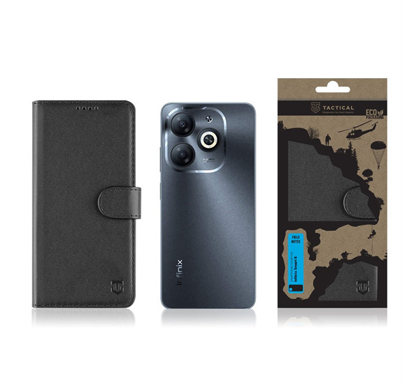 Tactical Field Notes Infinix Smart 8, flip/oldalra nyíló tok, fekete